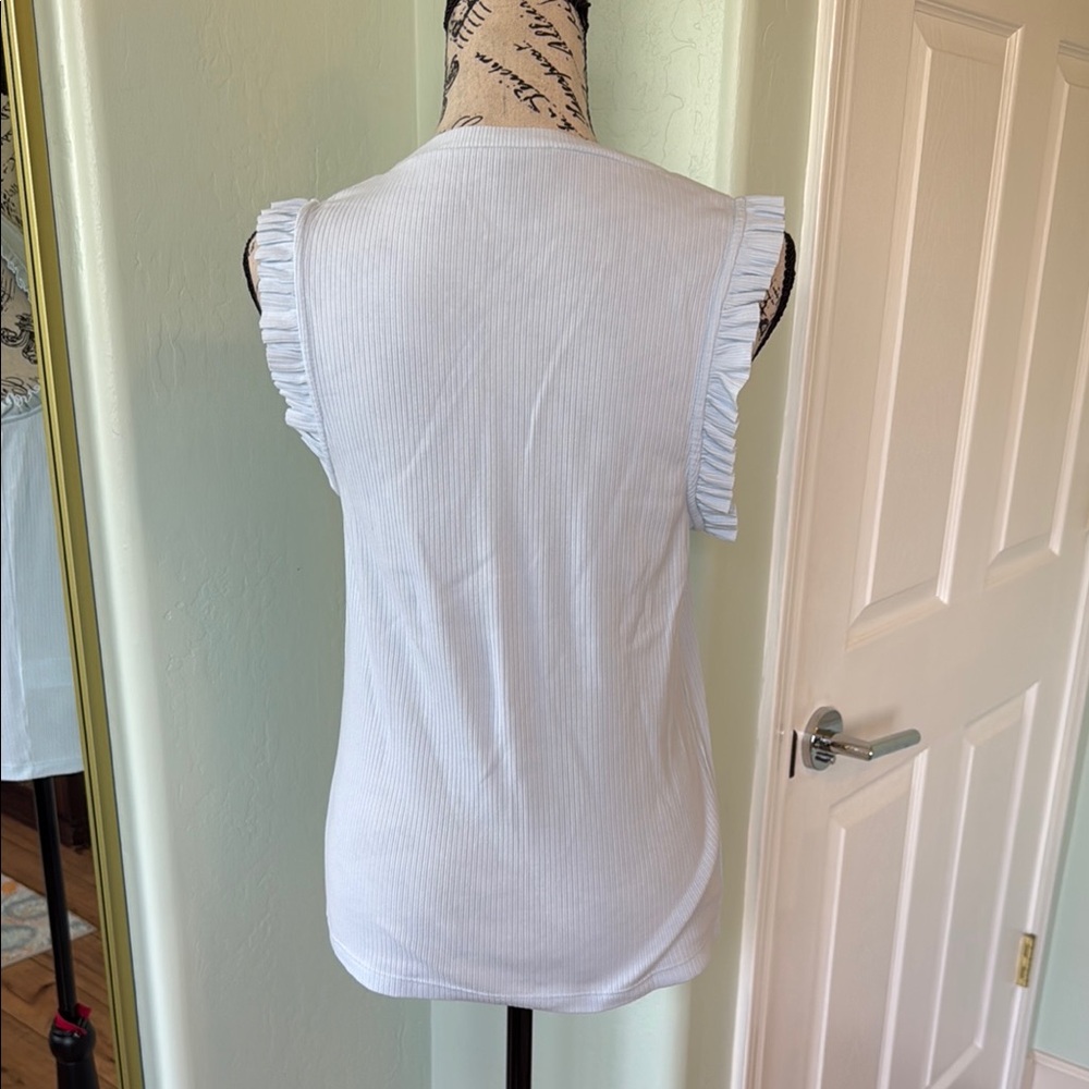 J. Crew Light Blue Ruffled Sleeveless Tank Top - Picture 3 of 7